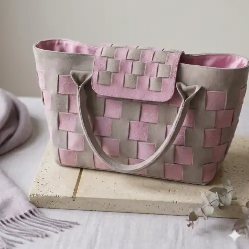 sac à main en cuir effet damier